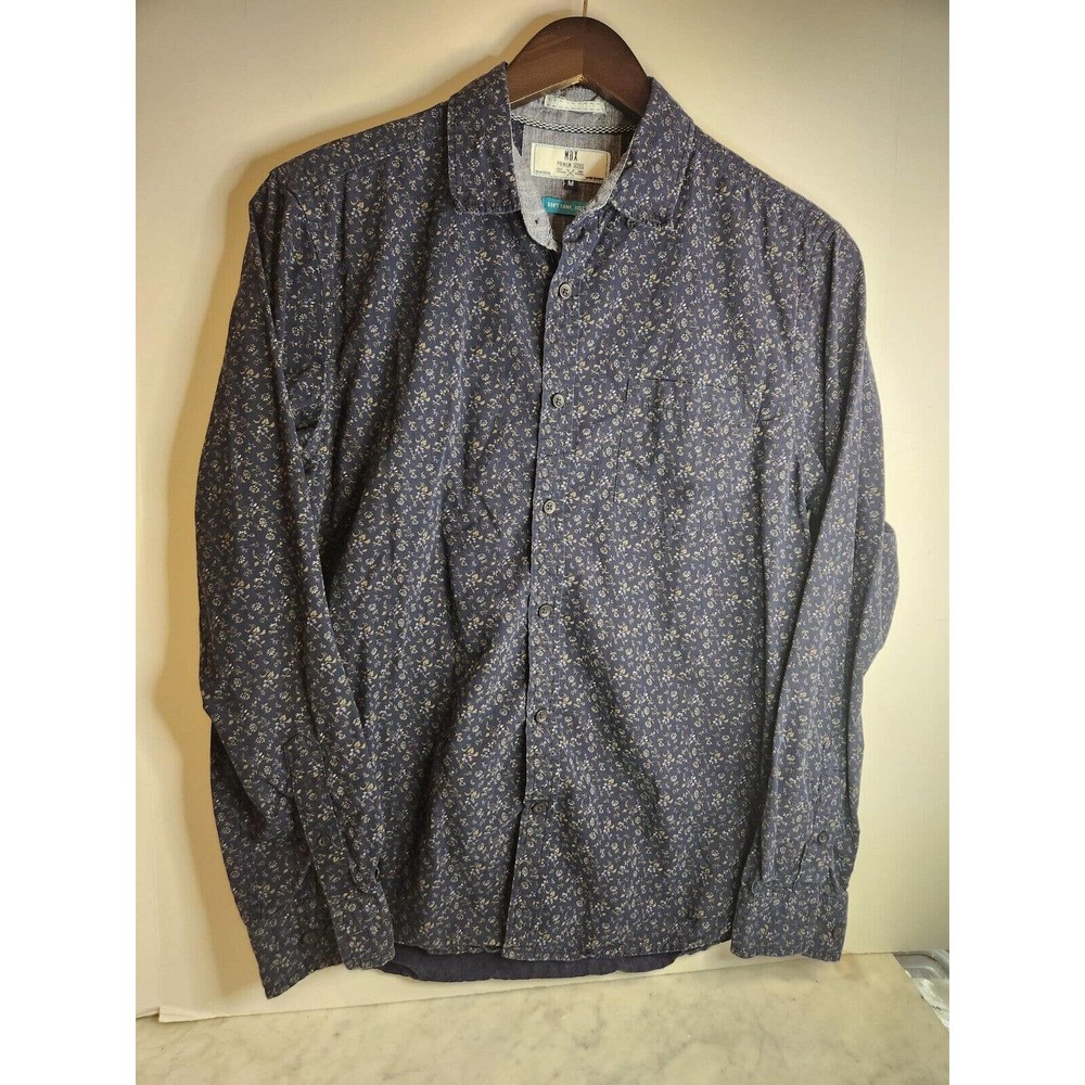 MBX Premium Goods Adult Medium Blue floral Casual Shirt Long Sleeve Daisy